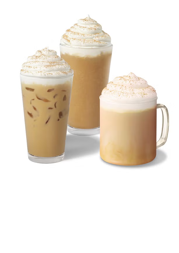 Een selectie Pumkin Spice Latte in verschillende glazen