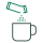 Line illustration of instant coffee being poured from a sachet into a cup