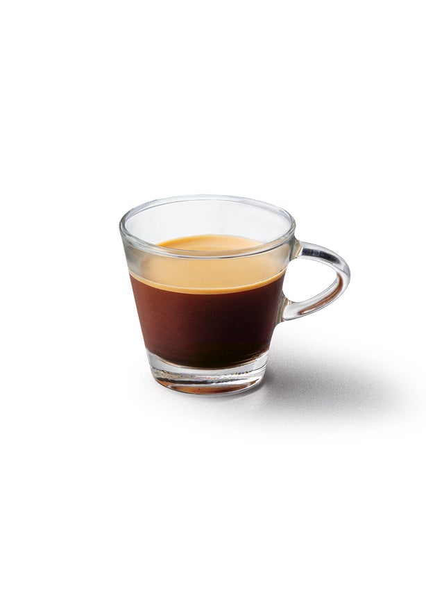 An espresso in an espresso glass