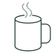 Line illustration of a steaming mug