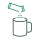 Line illustration of instant coffee being poured from a sachet into a cup