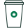 Line illustration of a venti takeaway cup with a We Proudly Serve Starbucks logo