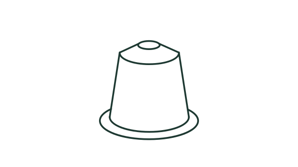 Line illustration of a single serve coffee capsule
