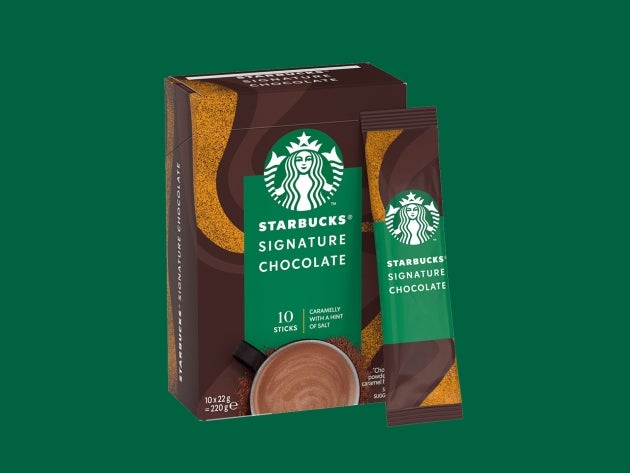 Starbucks® Signature Chocolate sachet and package