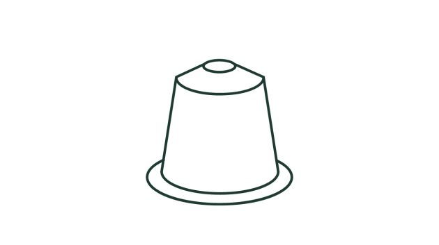 Line illustration of a single serve coffee capsule